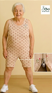 Macacão adaptado feminino , para pessoas com Alzheimer ,que tiram a roupa e fralda / COM ZIPER