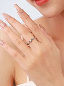 Anel de Prata Decorativo de Zircônia Cúbica para Casamento de Noiva Joias Finas Femininas