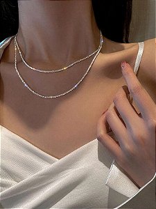 Colar em Camadas Luxo Decoração de Cama Prata