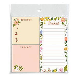 Trio de Bloquinhos Tri Fofo Linha Flores _ Cartões Gigantes