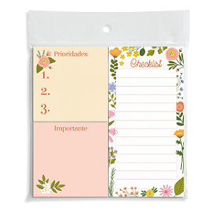 Trio de Bloquinhos Tri Fofo Linha Flores _ Cartões Gigantes