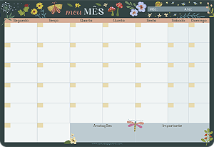 Planner Mensal de Mesa Linha Jardim Encantado_Cartões Gigantes