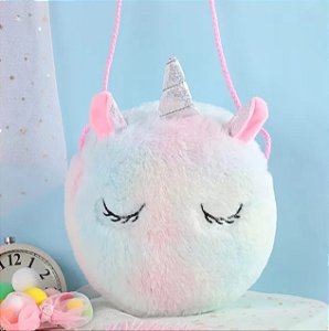 Bolsa Tiracolo em Pelúcia Unicórnio