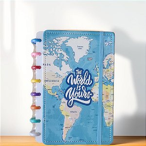 Caderno de Disco A-5 Capa Dura Mapa Mundi _ Importado