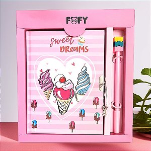 Diário Docinho Rosa com Caneta Sorvete_ Fofy