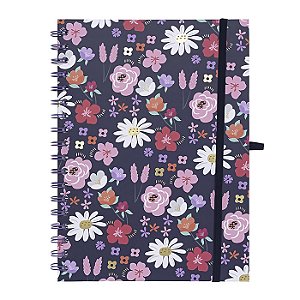 Caderno College Argolado Flowers Capa Dura - Molin