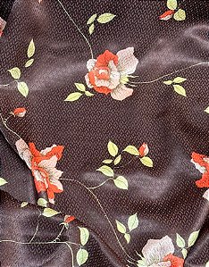 Tecido Cetim de Seda Pura Estampa Floral -1,40m de Largura