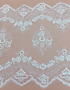 Tecido Tule Bico de Renda Branco/0,50 cm de Largura