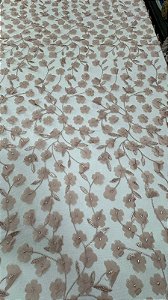 Tule bordado 3D floral nude-1,30 cm -larg.