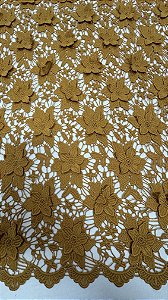 Renda Gupir 3d ouro velho,largura 130 cm composição 100% Poliéster