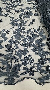 Tule bordado 3D com pedrarias,serenity largura 130 cm composição 100% Poliéster.