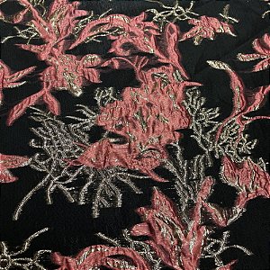 Tecido Jacquard Bordado com Relevo Floral