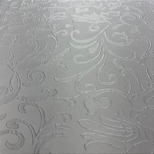 Tecido Jacquard Bordado com Relevo Arabesco Off White