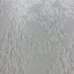 Tecido Jacquard Bordado com Relevo Floral Off White
