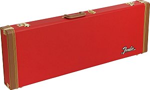 Case Fender Deluxe para Stratocaster Telecaster Prata e Vermelho FRD