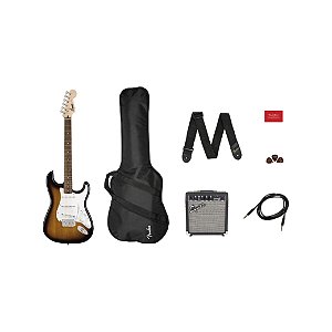 Kit Guitarra Stratocaster Squier, Amplificador e Bag BSB GB 10G 120V