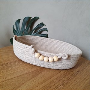 Bandeja Miçangas 25cm x 20cm x 6cm | Corda de Algodão