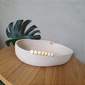 Bandeja Miçangas 30cm x 20cm x 6cm | Corda de Algodão