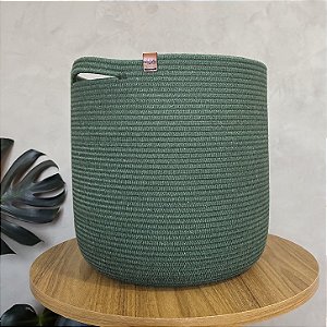 Cesto Organizador 30cm x 30cm | Algodão Verde Militar | Pronta Entrega