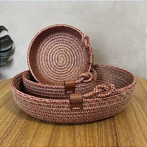 Bandeja redonda | Kit com 3 peças | Corda Náutica | Pronta Entrega