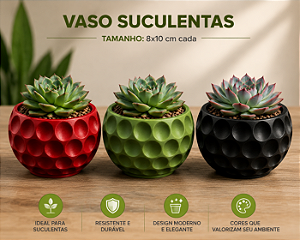 Vaso para Suculentas com Textura Orgânica - 10x8 cm - 3D