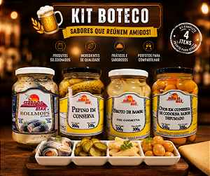Kit Boteco - Rollmops, Pepino em Conserva, Broto de Bambu e Ovo de Codorna Defumado
