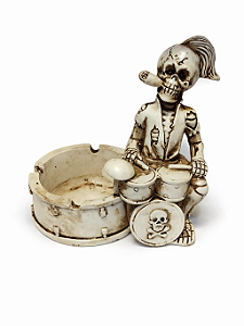 Cinzeiro Decorativo Caveira Baterista – Linha Rock & Skull