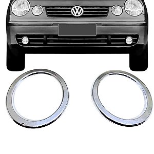 Aplique CROMADO Farol Milha VW Polo 2002  até 2006 Grade Moldura