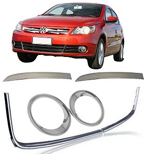 Kit aplique Cromado da grade U e palheta farol milha Gol G5