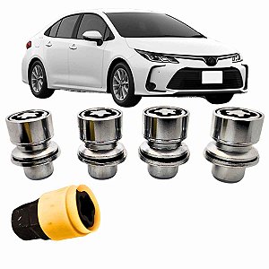 Kit Porca parafuso de roda Antifurto Cromado Corolla Fielder