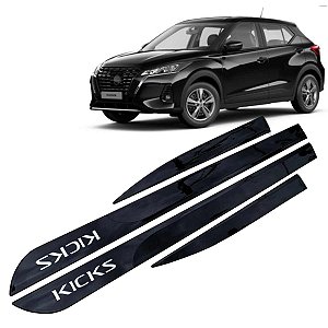 Jogo friso lateral compatível com SUV Kicks Preto Premium