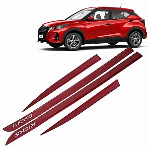 Jogo friso lateral compatível com SUV Kicks Vermelho Malbec
