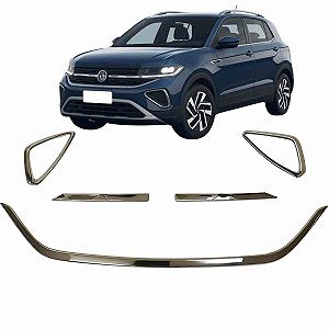 Kit Aplique Cromado Grade Dianteira Farol milha T-Cross 2025