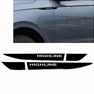 Emblemas Lateral Volks HIGHLINE preto nome cromado resinado