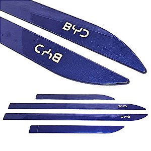 Frisos Laterais BYD Song Plus 23 2024 2025 Azul Nome Cromado