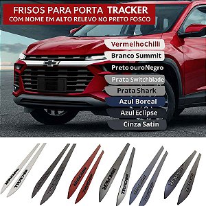 Jogo friso Lateral nova Tracker Nome Preto fosco nome em alto relevo Todas cores