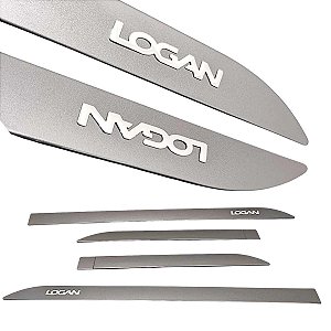 Friso Lateral Porta Logan Cinza Cassiope Nome Cromado