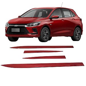 Friso lateral New Onix Plus Hatch Sedan Cor Vermelho Scarlet