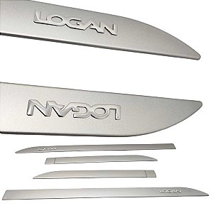 Friso Lateral Porta Logan Prata Etolile Nome Cromado  relevo