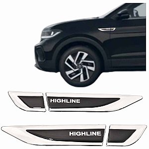 Emblemas Aplique Lateral VW HIGHLINE Resinado TAG Cromada