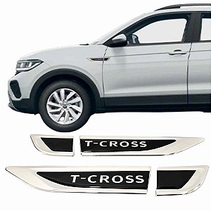 Kit Aplique Lateral T-Cross PCD nome Resinado TAG cromada