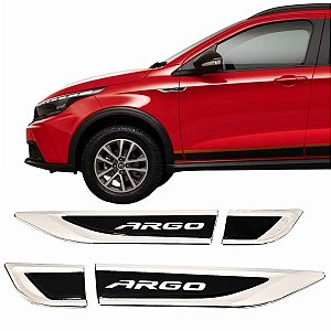 Kit Aplique Lateral Fiat Argo nome Resinado TAG cromada