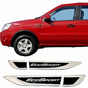 Kit Aplique Lateral Ford Ecosport nome Resinado TAG cromada