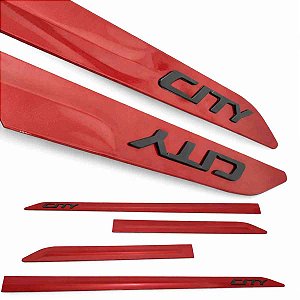 Friso Lateral Compatível City Vermelho Super Nova Nome Preto