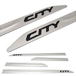 Friso Lateral City Hatchback Sedan Prata Platinum Nome Preto