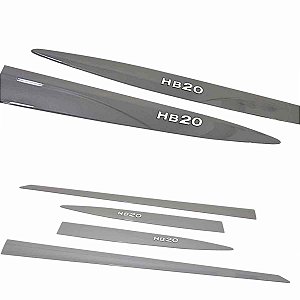 Friso Lateral HB20 Cinza Shadow com nome alto relevo Cromado