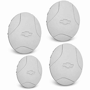 Kit 4 Calota Central Miolo Roda Corsa Wind  Aro 13 Prata