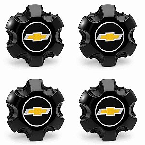 Kit 4 Calotas Miolo Centro Roda S10 LTZ LT 17 18 19 20 Preto