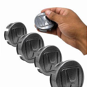 Jogo 4 Calotinhas tampinha 58mm Fit City Civic WR-V grafite