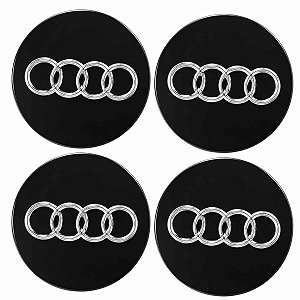 Jogo Calota centro roda Audi A3 A4 Q7 Black piano Logo cromado em alto relevo